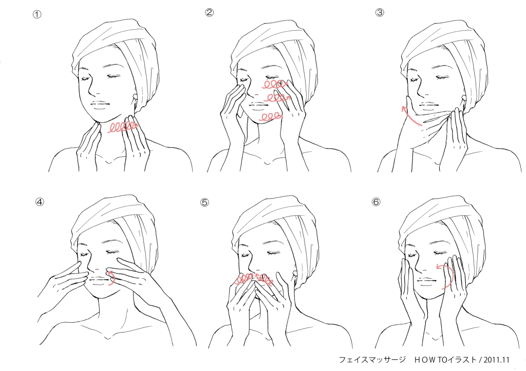 フェイスマッサージ　イラスト制作事例
