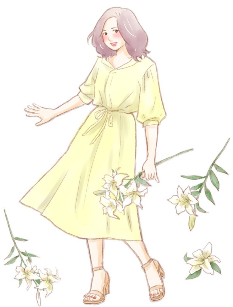 ミドルエイジ女性　イラスト制作事例01